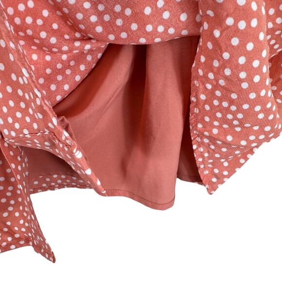 GAP Coral White Polka Dot Lightweight Button Front A-Line Mini Skirt Size 4 - Picture 3 of 5